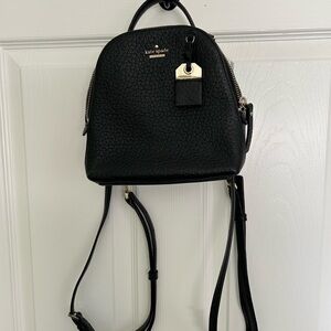 kate spade Black Pebbled Leather Mini Backpack with Gold Accent